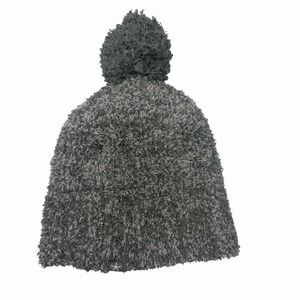 Barefoot Dreams Women's Green/Gray CozyChic Pom Pom Plush Beanie Hat OS euc